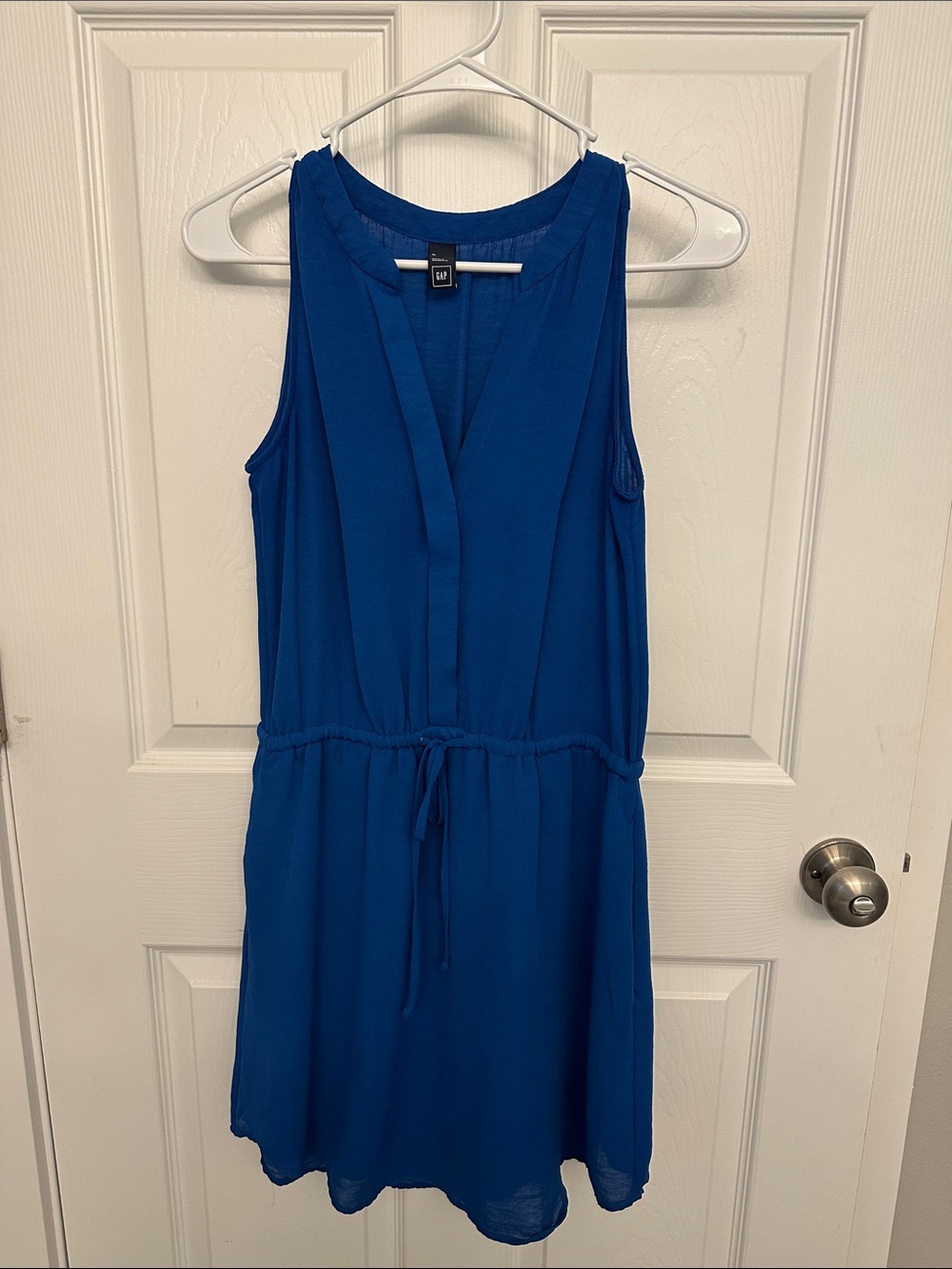 GAP Royal Blue Sleeveless Drawstring Mini Dress